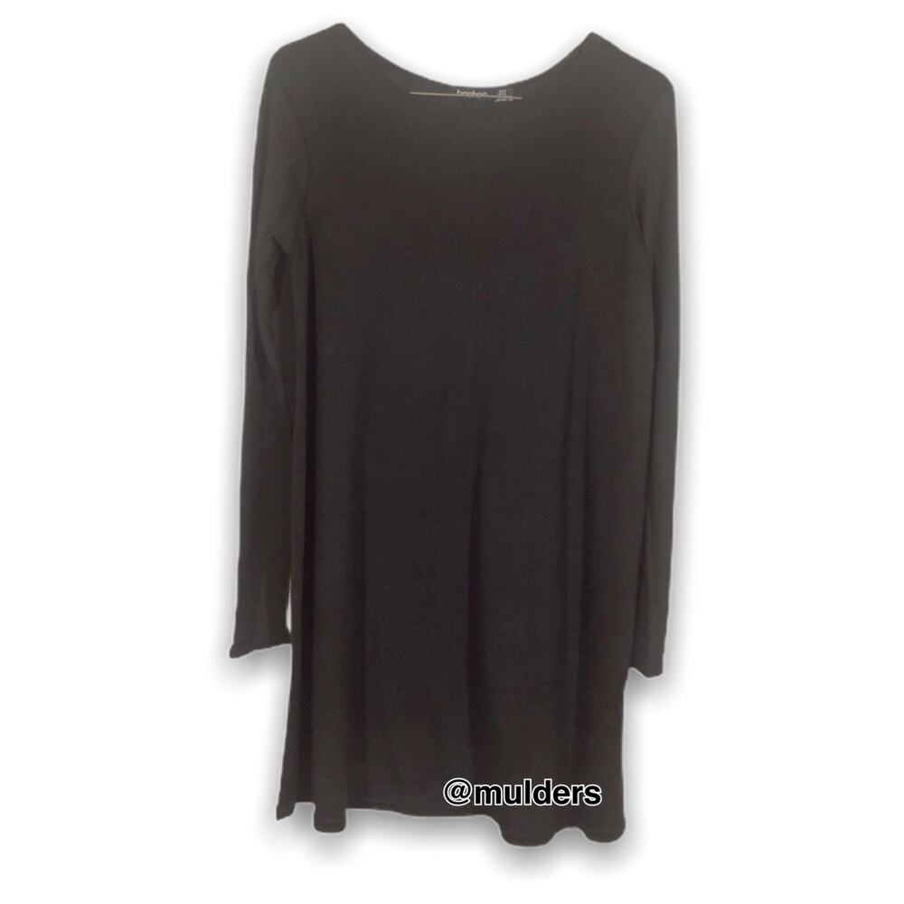 Boohoo Solid Black Knit Tunic Top